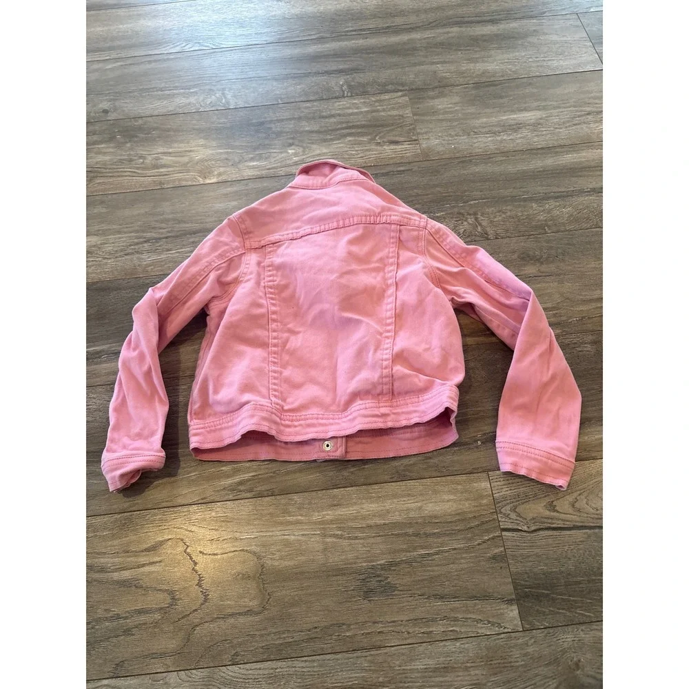 Zana-Di Jeans Girls Pink Denim Trucker Jacket Size 6X Stretch Cotton Button Up
